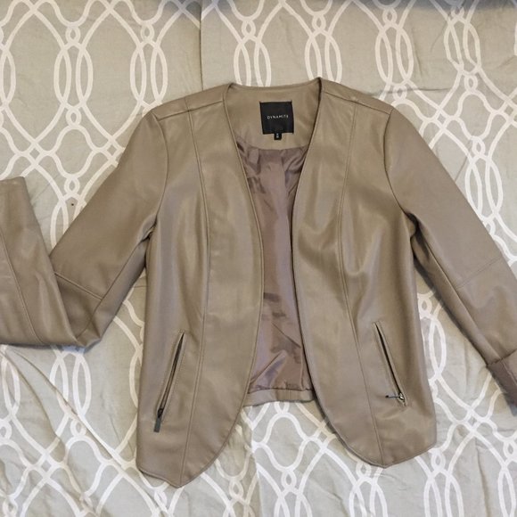 Dynamite Jackets & Blazers - Dynamite Beige Faux Leather Jacket